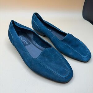 Calico Loafer Flats Suede Teal Blue Women's Size 6.5M